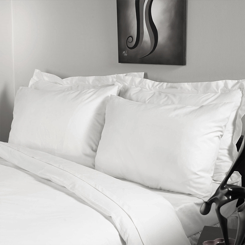 4 шт. Комплект постельного белья для гостиниц из хлопка белого цвета  и 350TC обычного сатина 