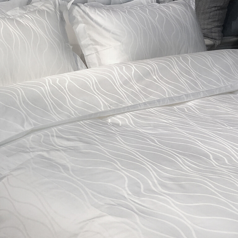 Комплект постельного белья из жаккардового сатина для гостиниц из чистого белого хлопка