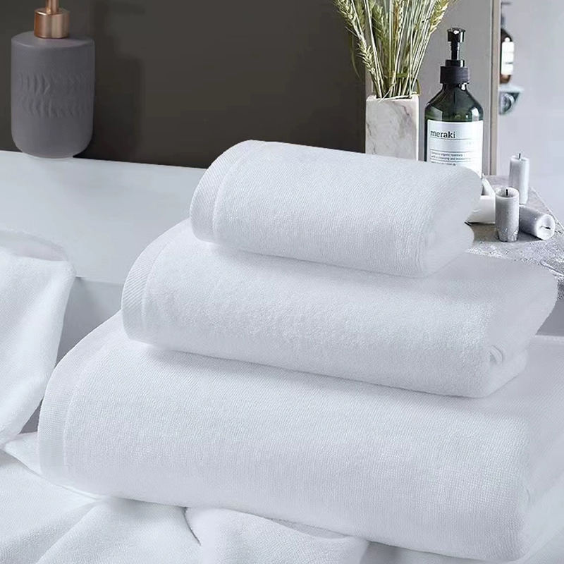 Простые махровые белые гостиничные полотенца из чистого хлопка 32s двойной скрутки
