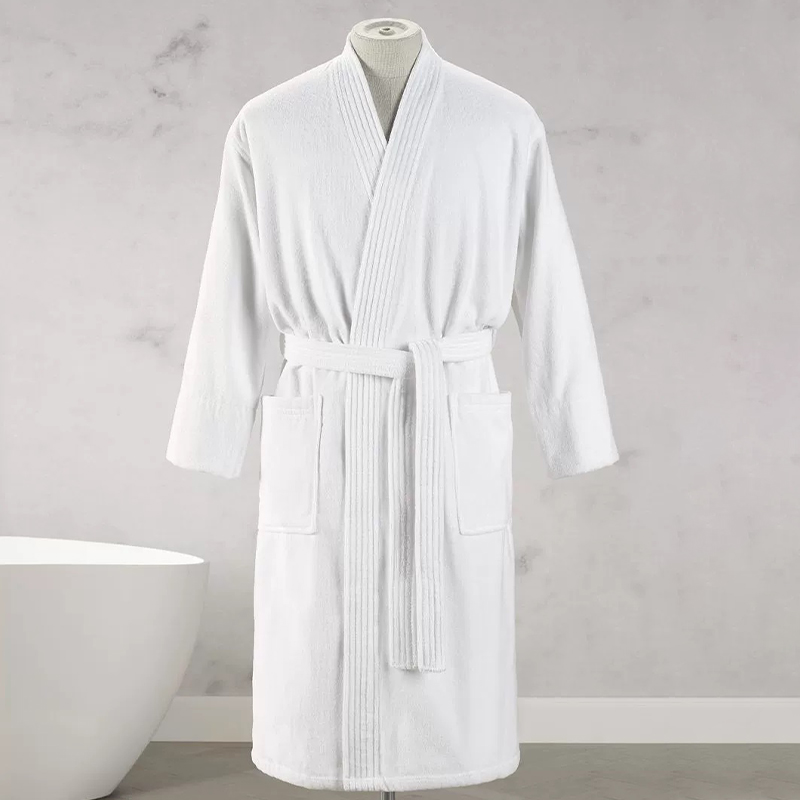 Велюровый банный халат из чистого хлопка белого цвета для гостиниц и спа